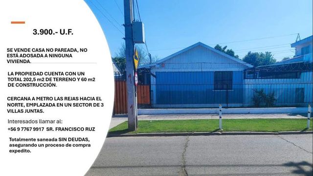 3.900.- U.F. SE VENDE CASA NO PAREADA