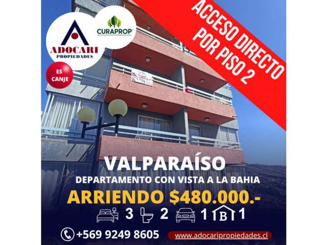 VALPARAÍSO - DEPARTAMENTO CON VISTA A LA BAHIA - 3D 2B 1E