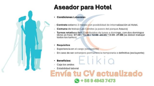 OFERTA PARA VARIOS CARGOS EN EL RUBRO HOTELERO