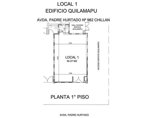 OFICINA Local 50 m² con Baño – Frente Colegio Padre Hurtado, Quilamapu