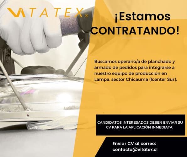 Operario/a de Planchado y Armado de Pedidos – VITATEX (Lampa, Chicauma)