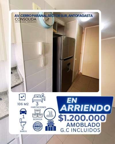 SE ARRIENDA DEPARTAMENTO,  Avenida Cerro Paranal, SECTOR SUR DE ANTOFAGASTA