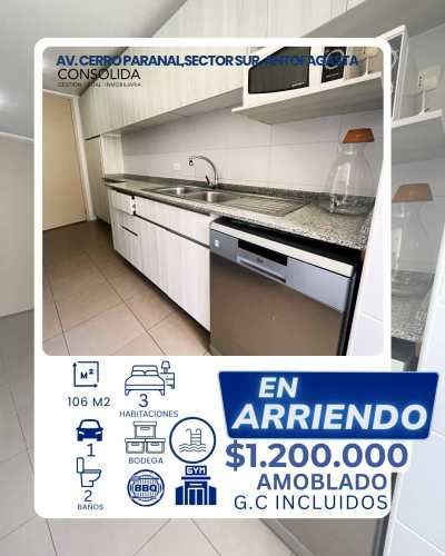 SE ARRIENDA DEPARTAMENTO,  Avenida Cerro Paranal, SECTOR SUR DE ANTOFAGASTA