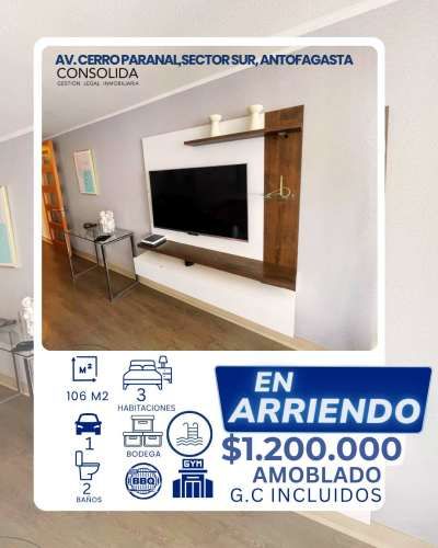 SE ARRIENDA DEPARTAMENTO,  Avenida Cerro Paranal, SECTOR SUR DE ANTOFAGASTA