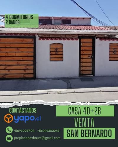 Amplia Casa 4D+2B- San Bernardo