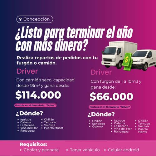 Chofer CON camion o furgon TALCA