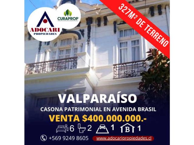 VALPARAÍSO - VENTA DE CASONA PATRIMONIAL - 6D 2B 1E