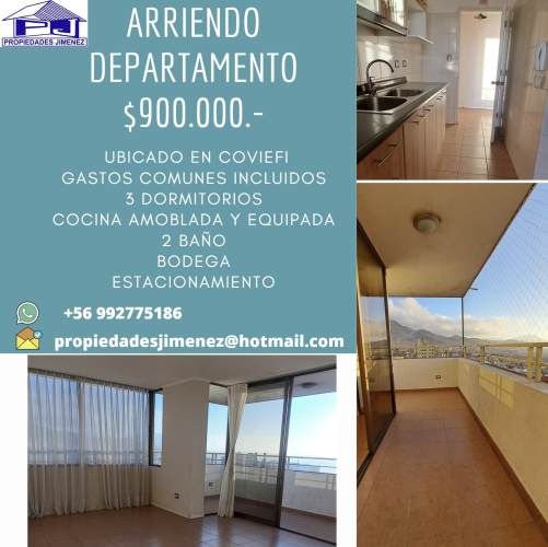 ARRIENDO DPTO 3 DORMITORIOS COVIEFI