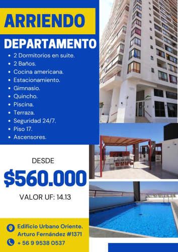 Arriendo Departamento en excelente ubicación. Contacto 