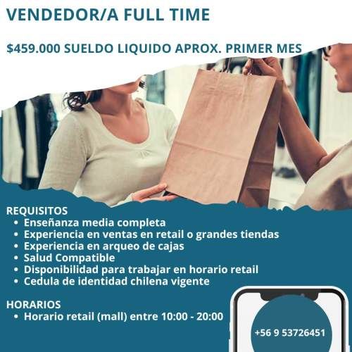 VENDEDOR/A FULL TIME