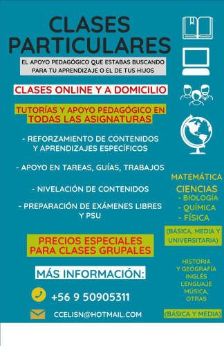 CLASES PARTICULARES ONLINE Y PRESENCIALES, TODAS LAS ASIGNATURAS