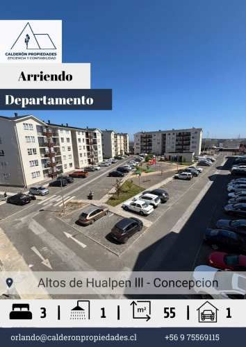 Se arrienda hermoso departamento, nuevo e iluminado en condominio Altos de Hualpen lll,