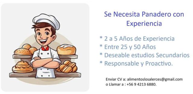 Panadero con experiencia para Puerto Varas