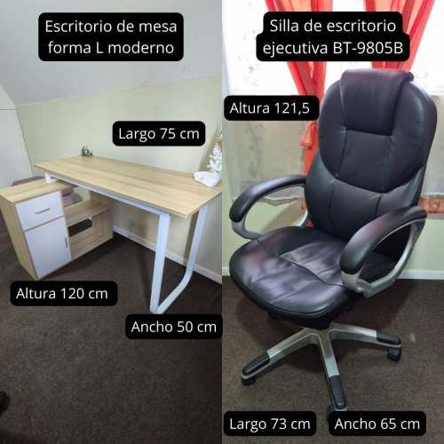 Escritorio de mesa forma L y silla de escritorio ejecutiva BT-9805B