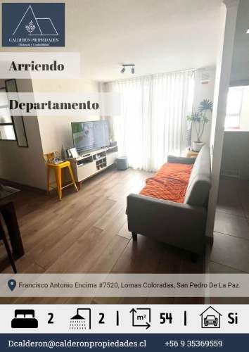 Hermoso departamento en arriendo Lomas Coloradas 2D+2B+1E
