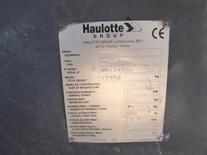 BRAZO ARTICULA      Marca HAULOTTE     Modelo HA260P     Año 2012