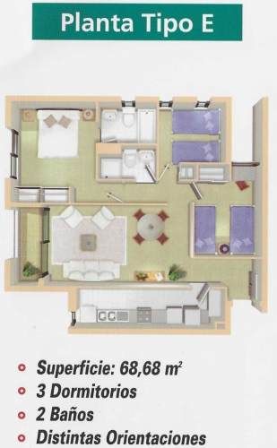 Depto. 3 Dormitorios 2 Baños 1 Amplio Estacionamiento Bodega