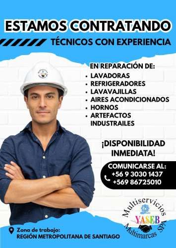 SE BUSCAR URGENTE TÉCNICO EN LÍNEA BLANCA Y AIRE ACONDICIONADO