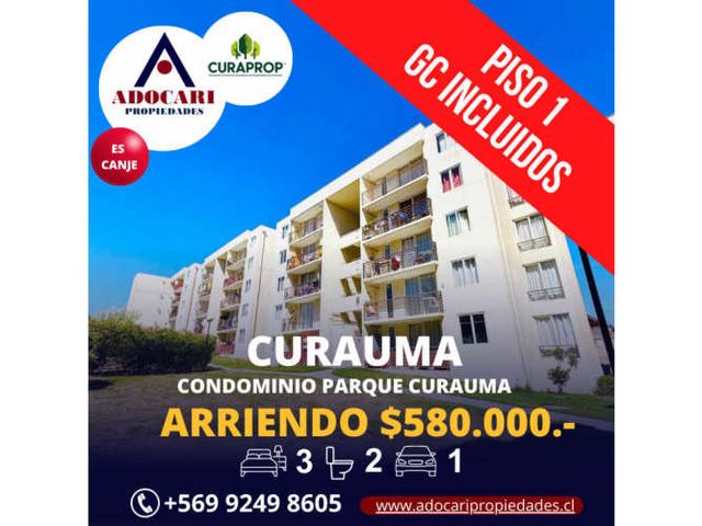 CURAUMA - DPTO CONDOMINIO PARQUE CURAUMA - 3D 2B 1E