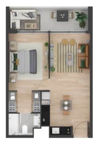 Departamento 1 dormitorio 1 baño