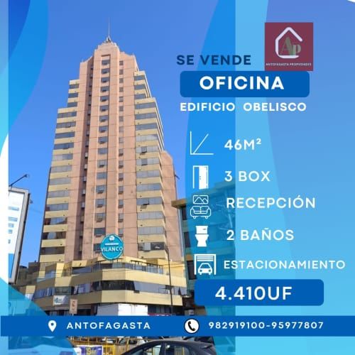 ATENTO SE VENDE OFICINA Y ESTACIONAMIENTO EDIFICIO OBELISCO