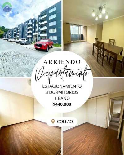 DEPARTAMENTO 3 DORMITORIOS Y ESTACIONAMIENTO, COLLAO