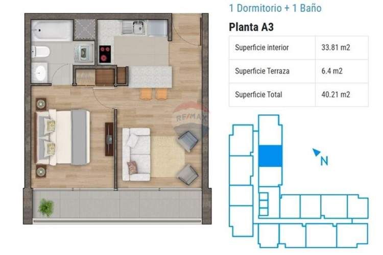 Plaza zañartu, ñuñoa - 1 dormitorio (2 ambientes)