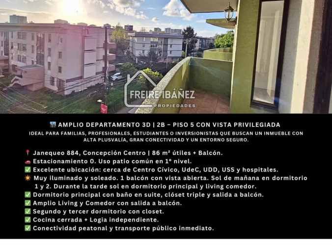 SOLEADO E ILUMINADO DEPTO. EN CONCEPCIÓN 3D-2B