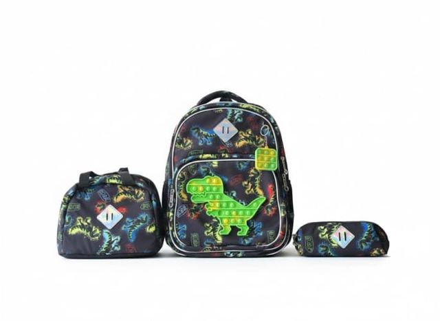 Mochila Dinosaurio 3 piezas | Material alta calidad y confort – NUEVA