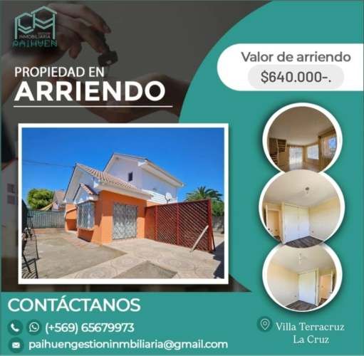 Se arrienda amplia y hermosa casa en La Cruz