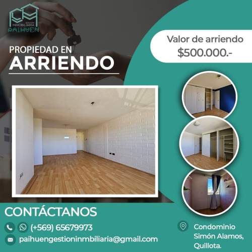 Se arrienda amplio y hermoso departamento en Quillota