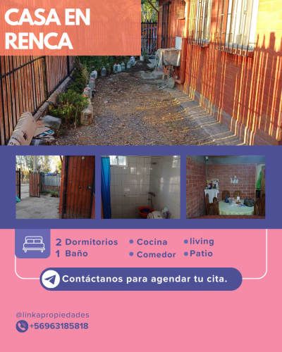 "¡Oportunidad! Casa de 2D/1B en Renca para Invertir o Vivir: 90m² de Terreno y Entorno Familiar"