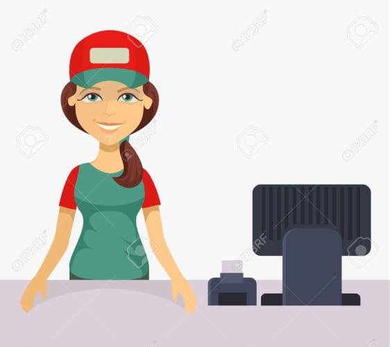 cajera, para local de comida.