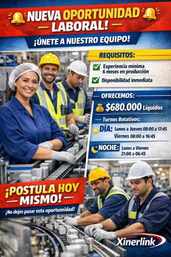 Operario de producción /Turno día y noche - Quilicura