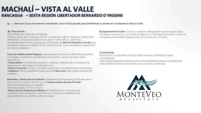 Arriendo amoblado casa Full Equipada para Staff Mi