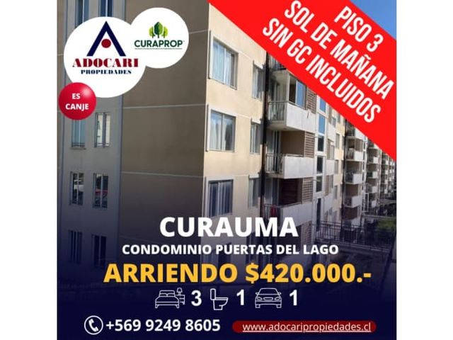 CURAUMA - CONDOMINIO PUERTAS DEL LAGO - 3D 1B 1E