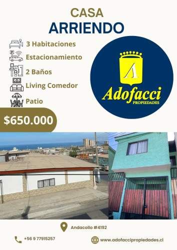 Casa en arriendo, Andacollo