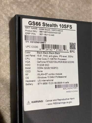 NOTEBOOK MSI GS66