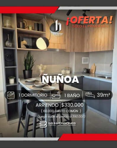 ARRIENDO DEPARTAMENTO COMUNA ÑUÑOA EN EXCELENTE UBICACION