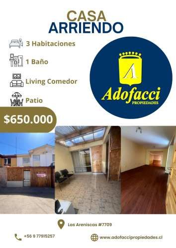 Casa en Arriendo Pasaje Las Areniscas