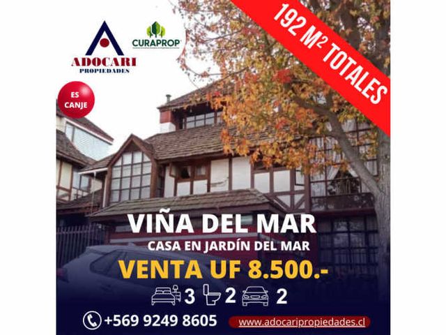 VIÑA DEL MAR - CASA EN JARDÍN DEL MAR - 3D 2B 2E