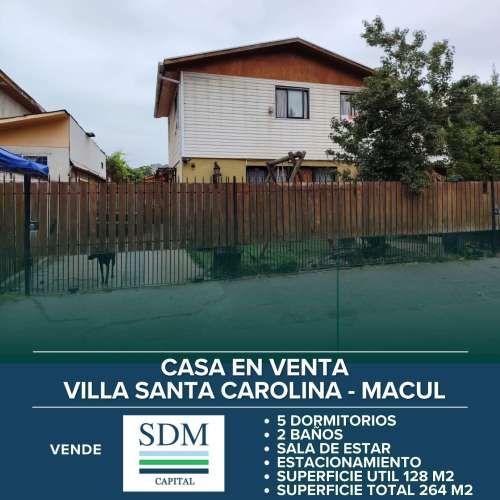 VENTA AMPLIA CASA 5D2B - VILLA SANTA CAROLINA MACUL