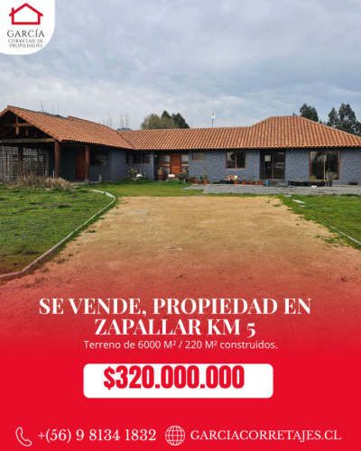 VENDEMOS, CASA Y PARCELA, ZAPALLAR, KM 5,0 CURICO